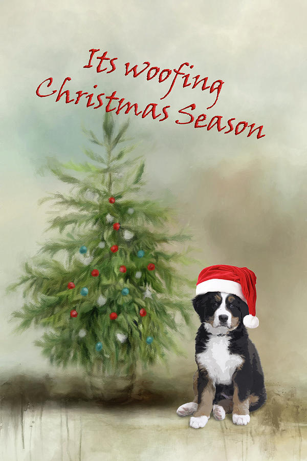 Christmas Puppy 1 Mixed Media by Ed Taylor