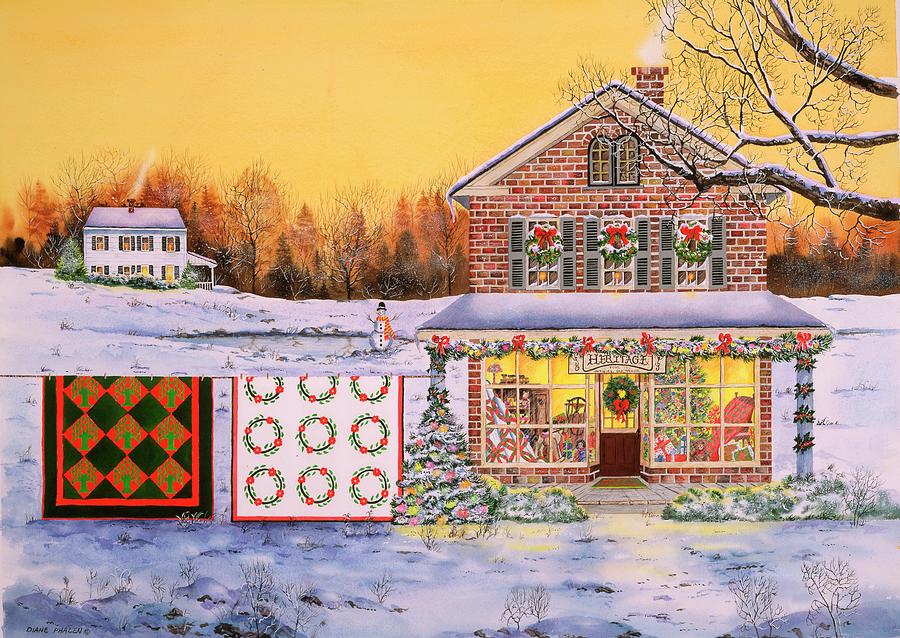 Christmas Quilts Painting by Diane Phalen