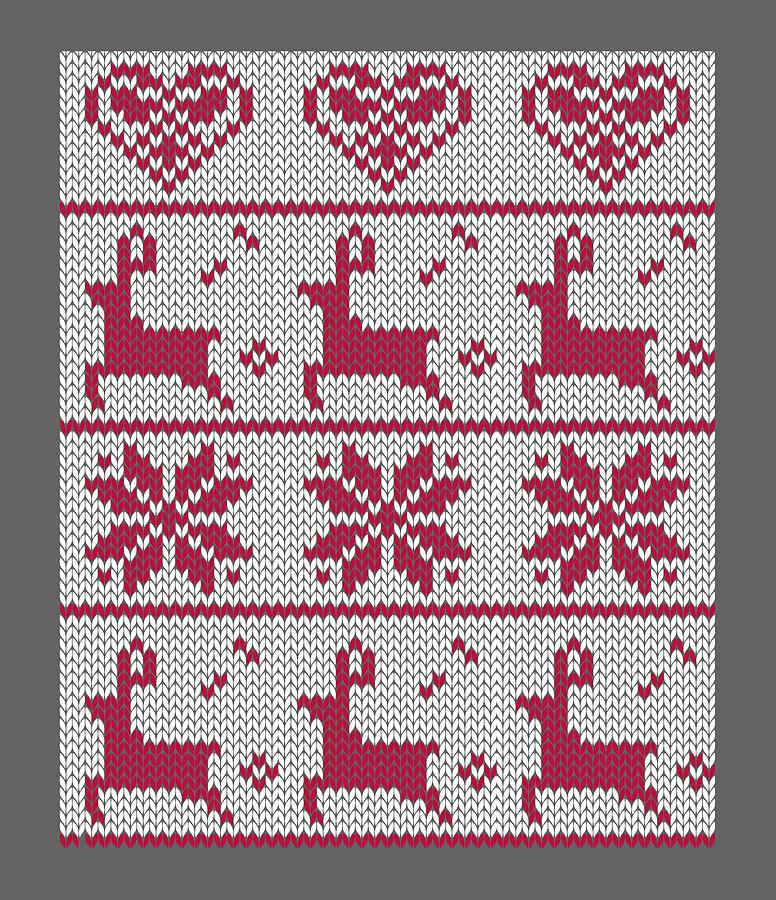 Christmas Reindeer and Hearts-Stitch Digital Art by Mary Mas - Fine Art ...