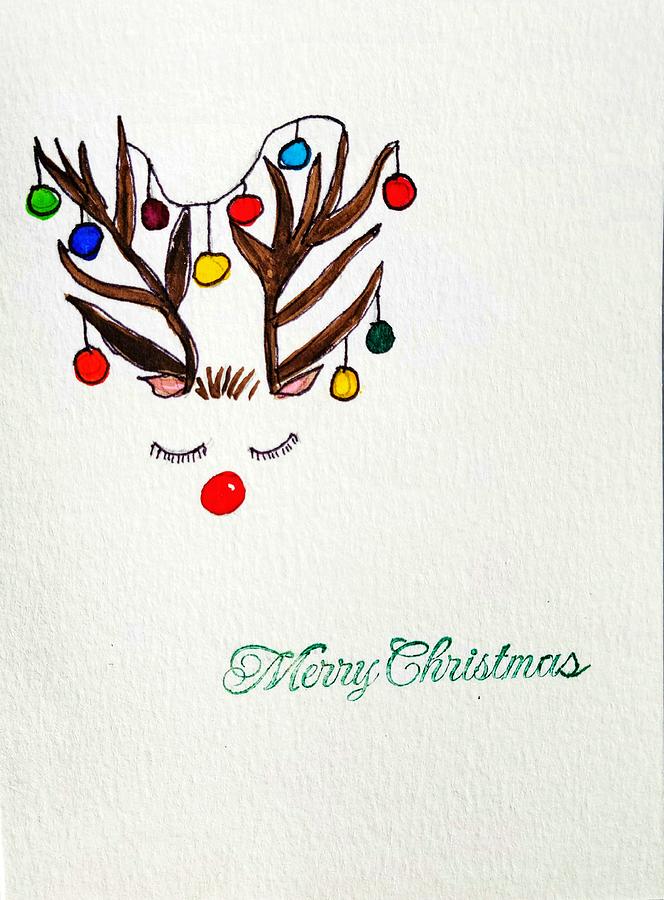 Christmas Reindeer Painting by Shady Lane Studios-Karen Howard