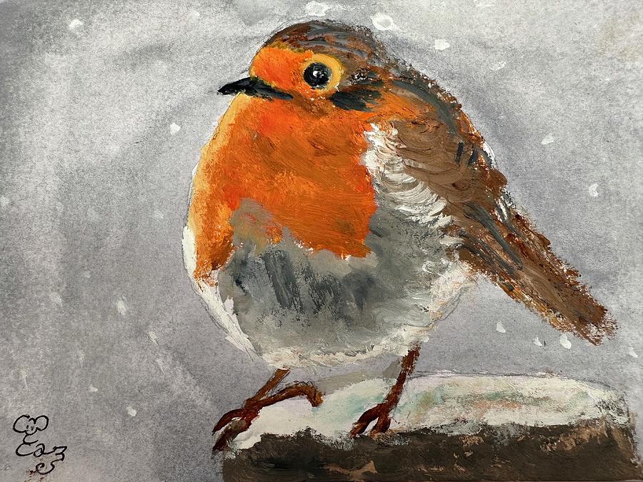 Christmas robin Painting by Carole Robins