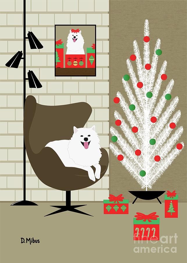 Christmas Room with Eskimo Dog Digital Art by Donna Mibus