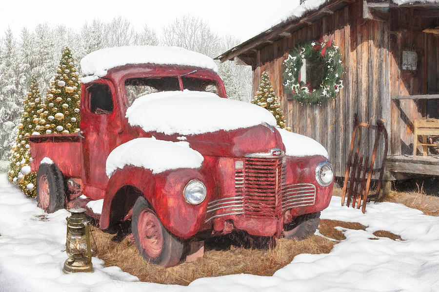 Christmas Rust in the Snow Painting Photograph by Debra and Dave Vanderlaan
