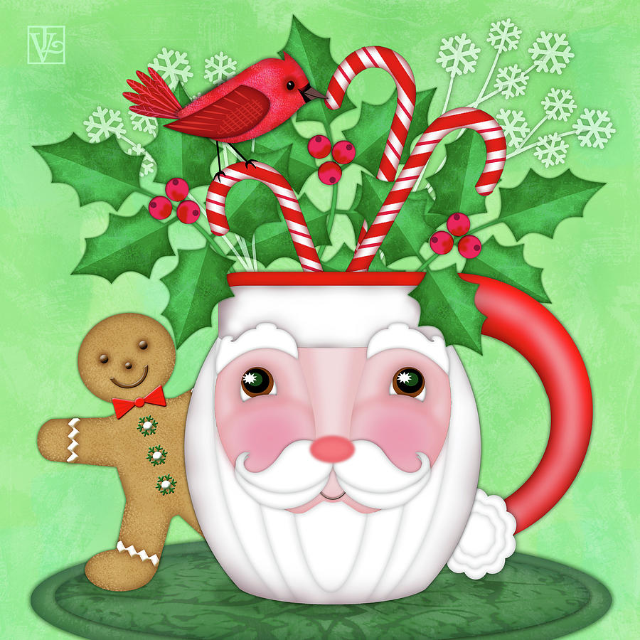 Christmas Santa Mug Digital Art by Valerie Drake Lesiak