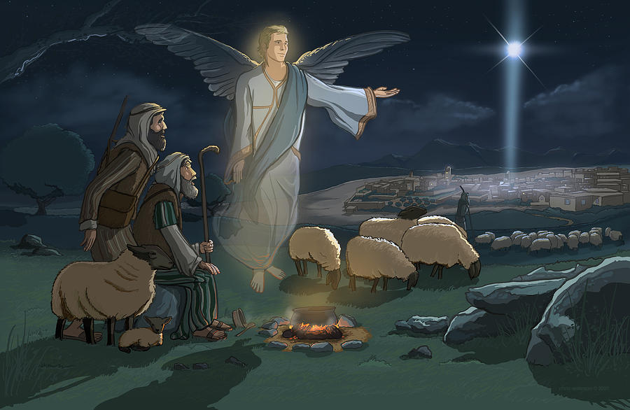 Christmas Shepherds and Angel Digital Art by Emerson Design