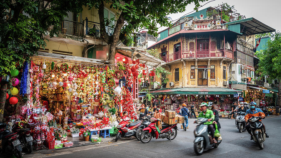Christmas shop in Hanoi Photograph by Alexey Stiop