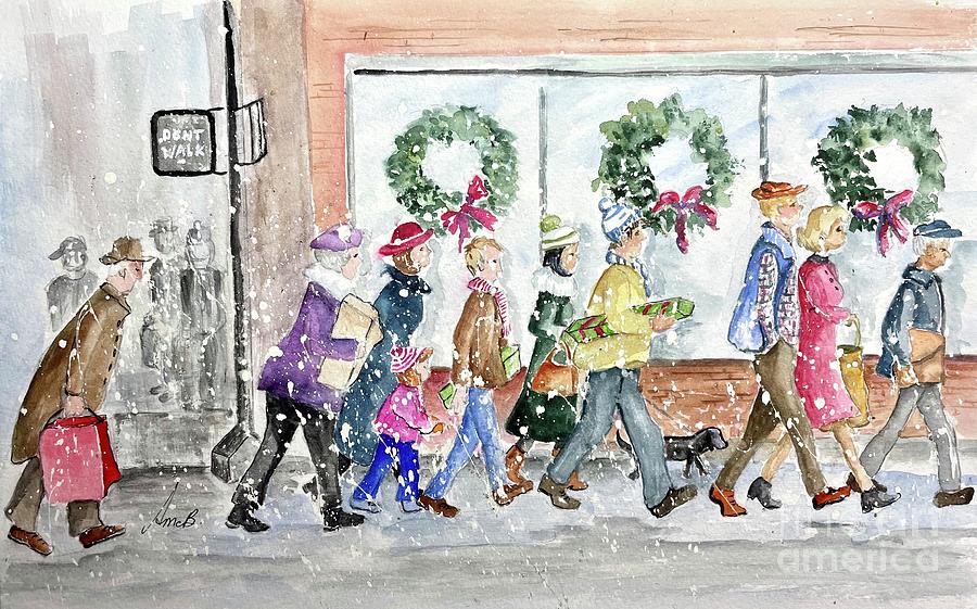 Christmas Shopping Painting by April McCarthy-Braca