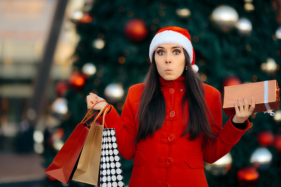 Christmas Shopping Girl with Bags and Gift Box Photograph by Nicoletaionescu