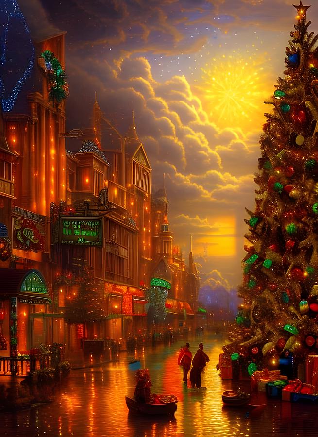 Christmas Shopping on a Beautiful Day Digital Art by Beverly Read