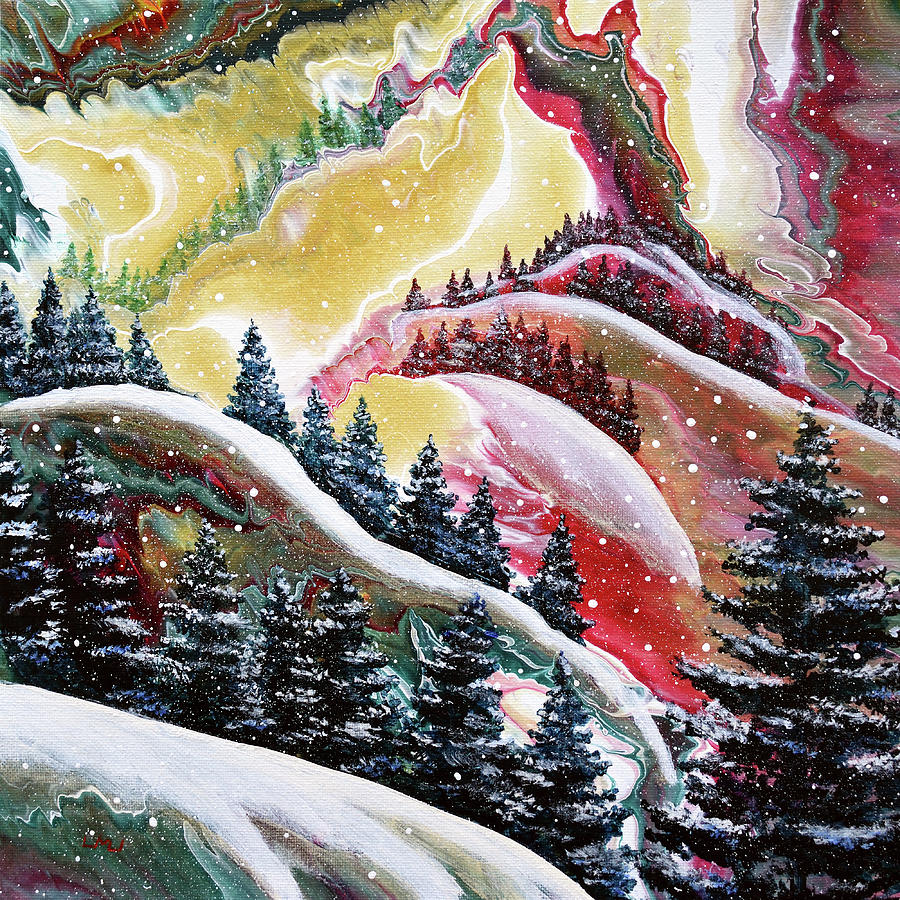 Christmas Snowfall Painting by Laura Iverson