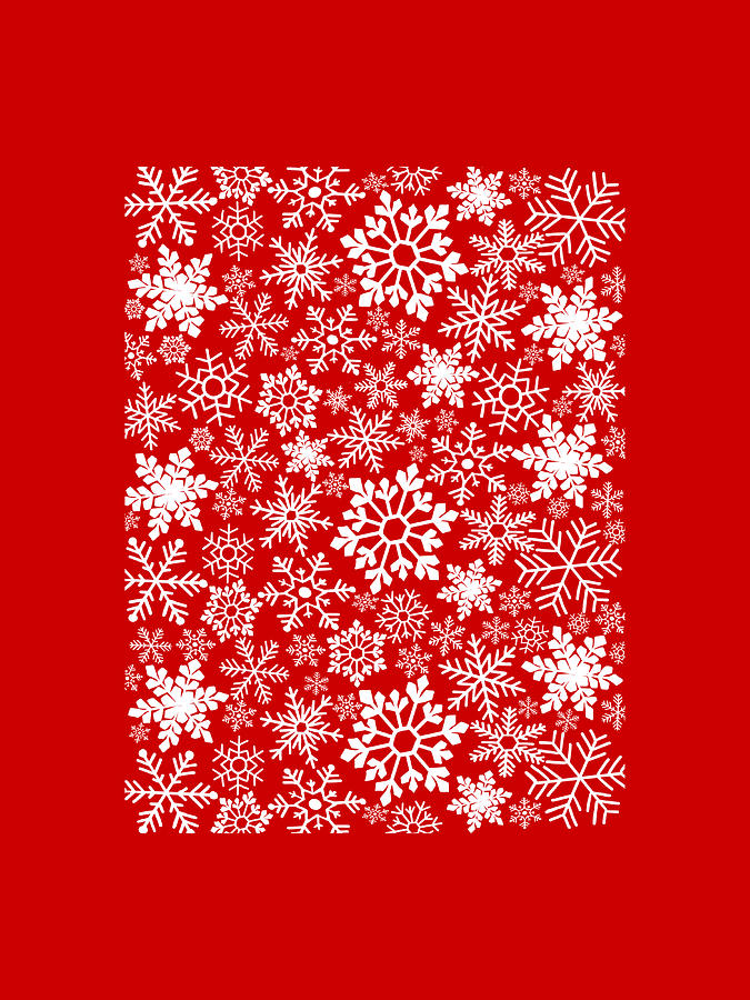 Christmas Snowflakes - Red Digital Art by Bnte Creations