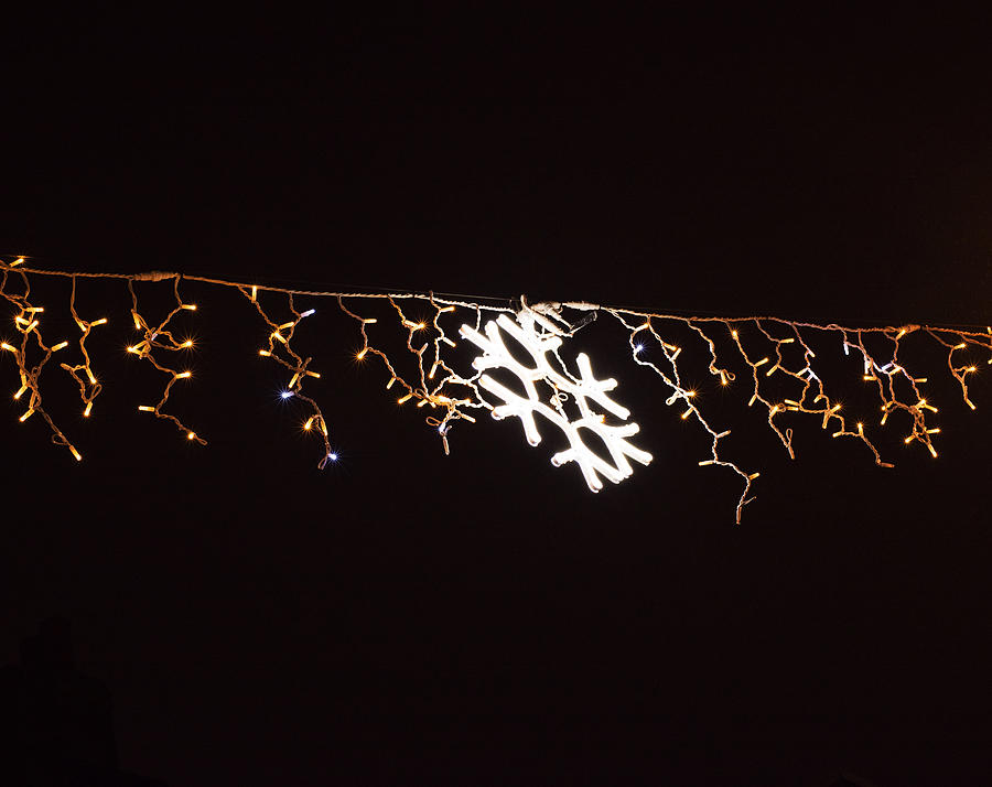 Christmas street lights with snowflake light Photograph by Lyn Holly Coorg