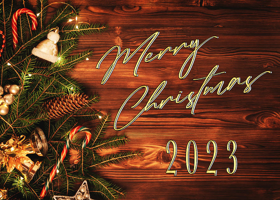 Christmas Themed Greeting Card - Merry Christmas - 2023 Digital Art by Bill Kesler