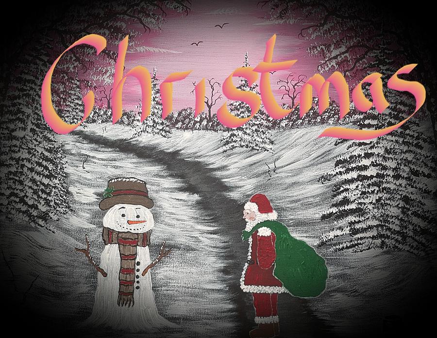 Christmas Time Mr Snowman Dark Painting
