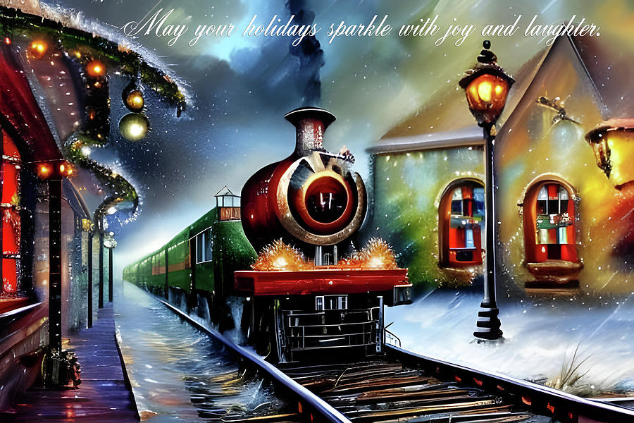 Christmas Train Greeting Card Digital Art by Beverly Read