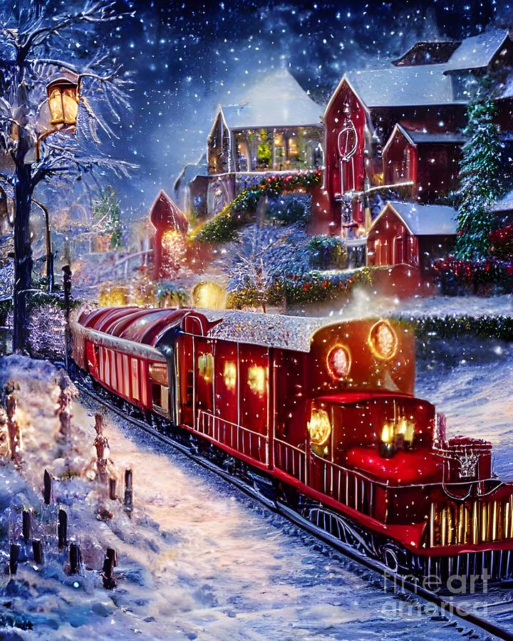 Christmas train Digital Art by Mina Nakamura - Fine Art America