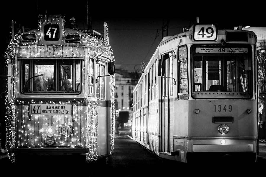 Christmas Tram In Budapest Photograph