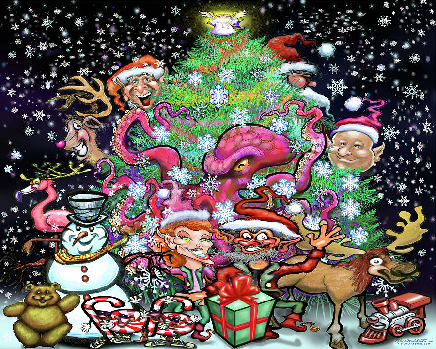 Christmas Tree And Friends Digital Art