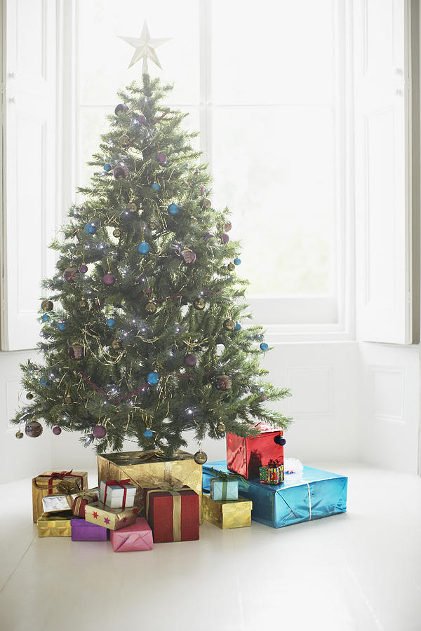 Christmas tree and gifts Photograph by Tom Merton