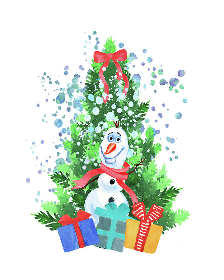 Christmas Tree And Snow Olaf Gifts Painting by Irina Sztukowski