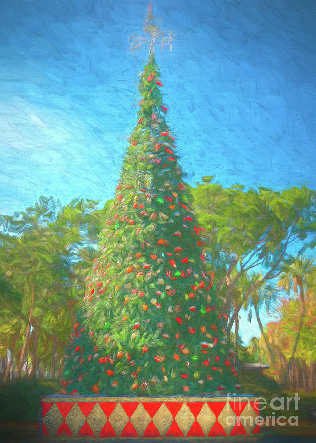 Christmas Tree at St. Armand's Circle, Sarasota, FL, Painterly