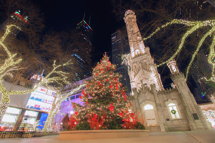 Christmas Tree at the Chicago Water Tower Photograph by Jay Smith