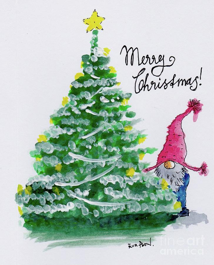 Christmas Tree Painting by Eva Ason