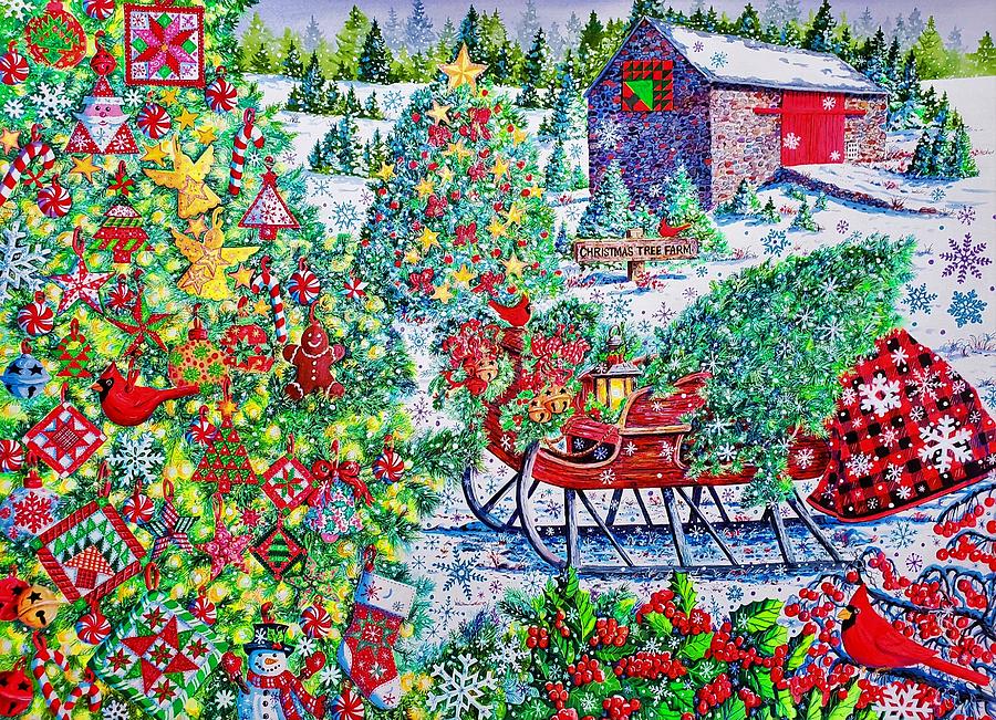 Christmas Tree Farm 2022 Painting by Diane Phalen