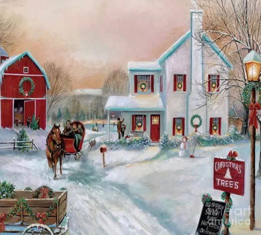 Christmas Tree Farm Painting by Nehemiah Art - Fine Art America