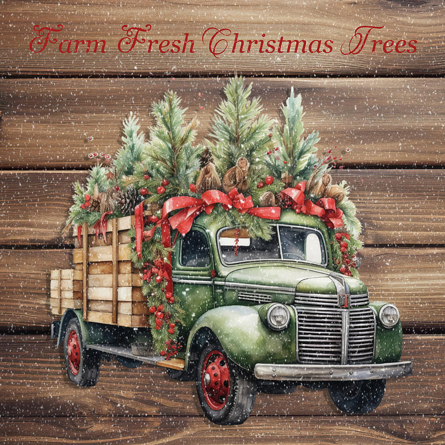 Christmas Tree Farm Truck Digital Art by TnBackroadsPhotos