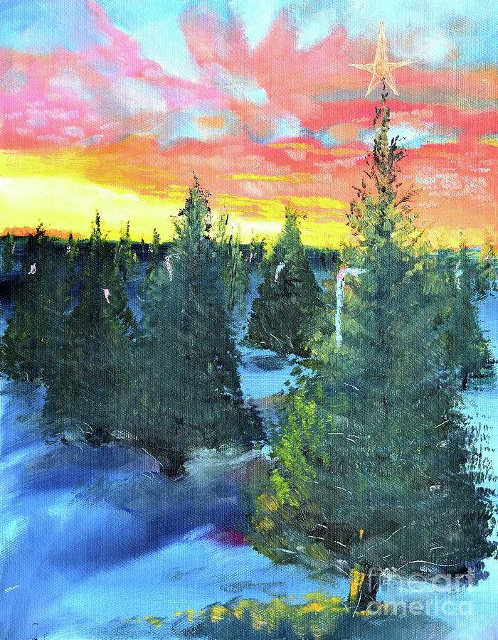 Christmas Tree Field Painting by Jan Dappen
