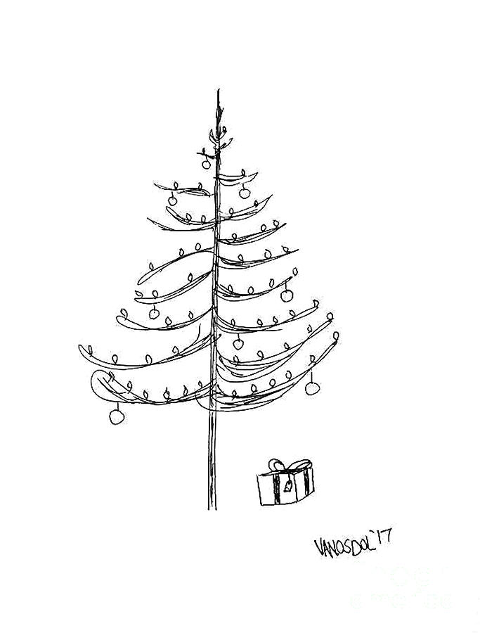 Christmas Tree Gel Pen Drawing by Scott D Van Osdol Fine Art America