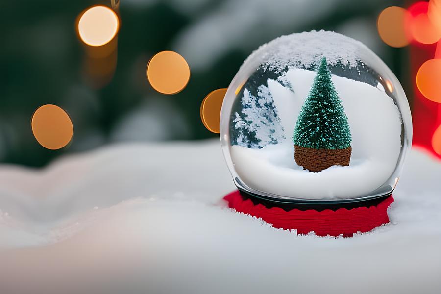 Christmas Tree Globe in the Snow Digital Art by Annalisa Rivera-Franz