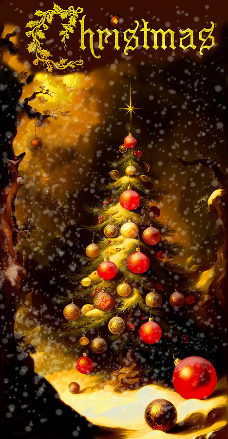 Christmas tree in forest Digital Art by Jeff Burgess