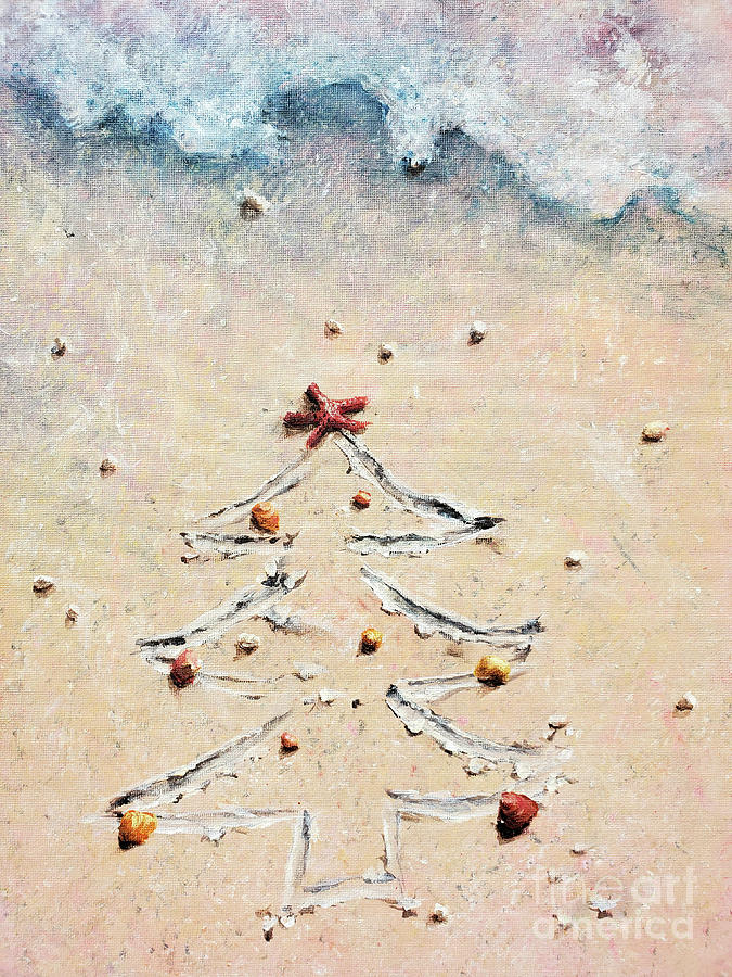 Christmas Painting - Christmas Tree in the Sand by Zan Savage