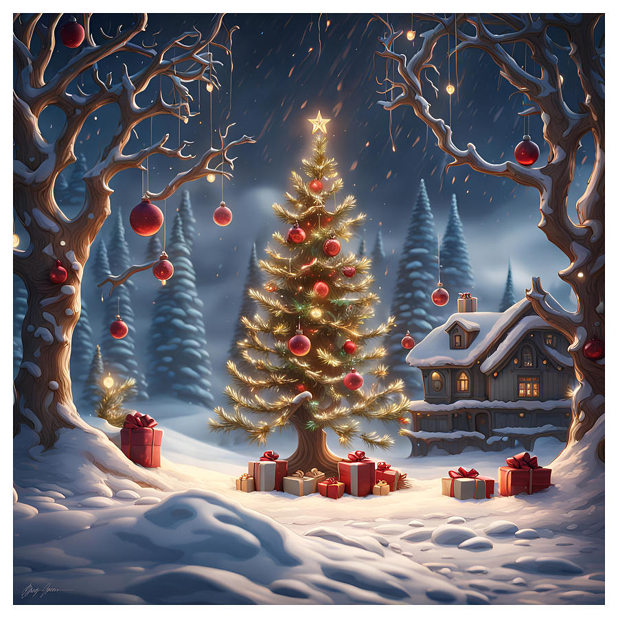 Christmas tree in the Woods Digital Art by Greg Joens