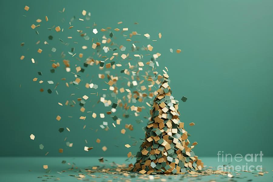 Christmas tree, isolated design, with confetti. Photograph by Joaquin Corbalan