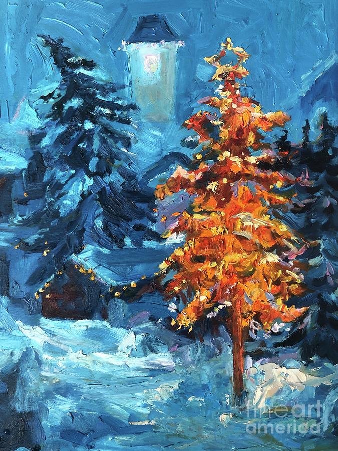  Christmas tree Painting by Jieming Wang