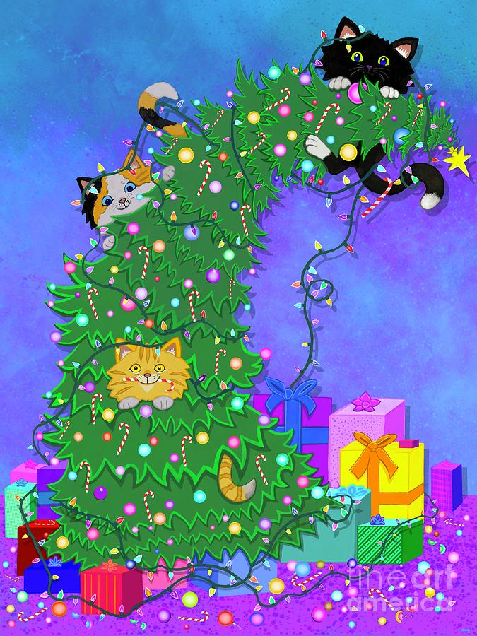 Christmas Digital Art - Christmas Tree Kitties by Nick Gustafson