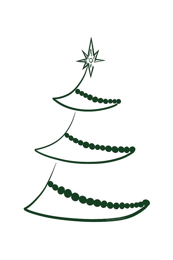 Christmas Tree Line Art Drawing by Pamela Williams
