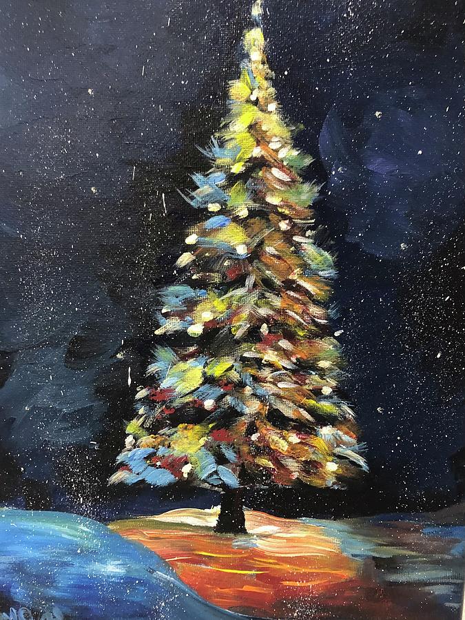 Christmas tree Painting by Maureen Osborne