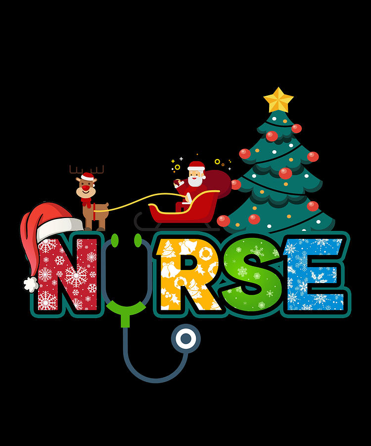 Christmas Tree Nurse Stethoscope Hospital Mixed Media by Roland Andres ...