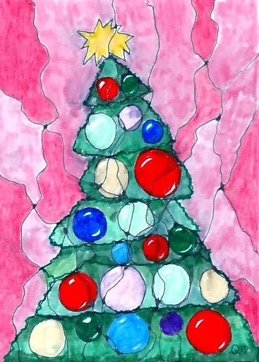 Christmas Tree Drawing by Quwatha Valentine