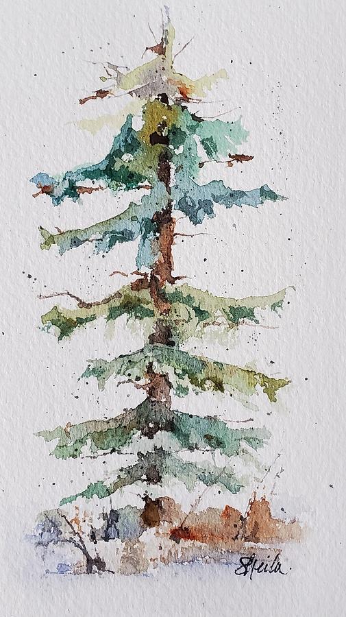 Christmas Tree Painting by Sheila Romard