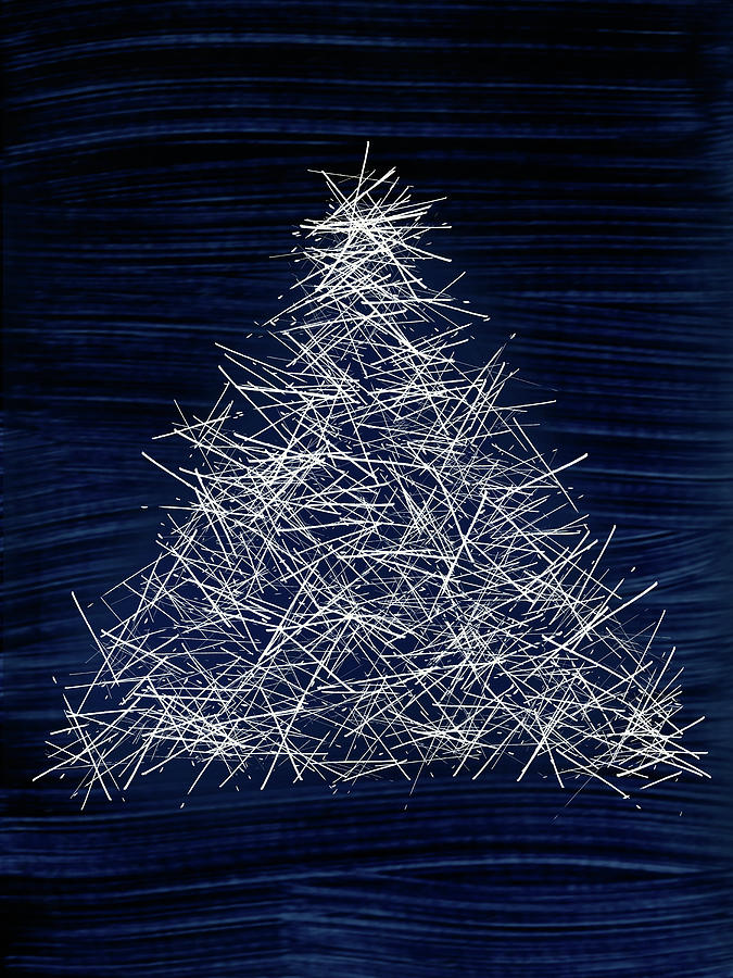 Christmas Tree - Sparkly Abstract on Indigo Dark Blue Mixed Media by Menega Sabidussi