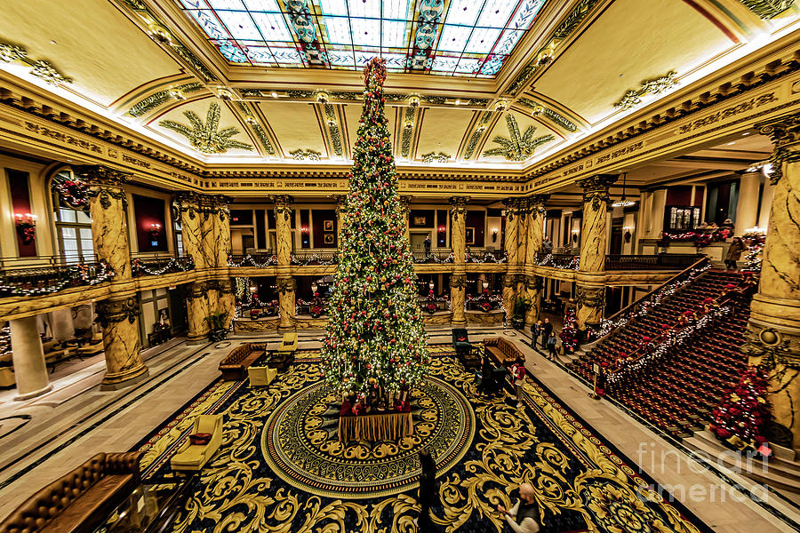 Christmas Tree Staircase and Balcony at Thomas Jefferson Hotel