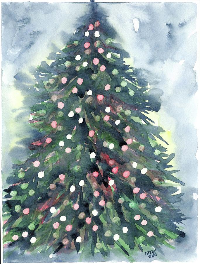 Christmas Tree With Colored Lights Painting by Taphath Foose - Fine Art ...