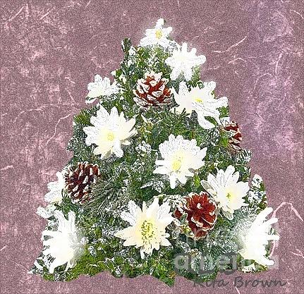 Christmas Tree with Flowers Painting by Rita Brown