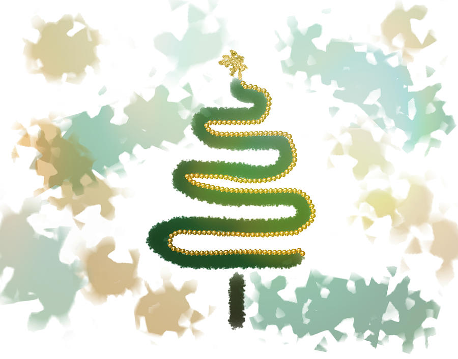 Christmas Tree With Gold Beads 2 Digital Art by Alison Frank