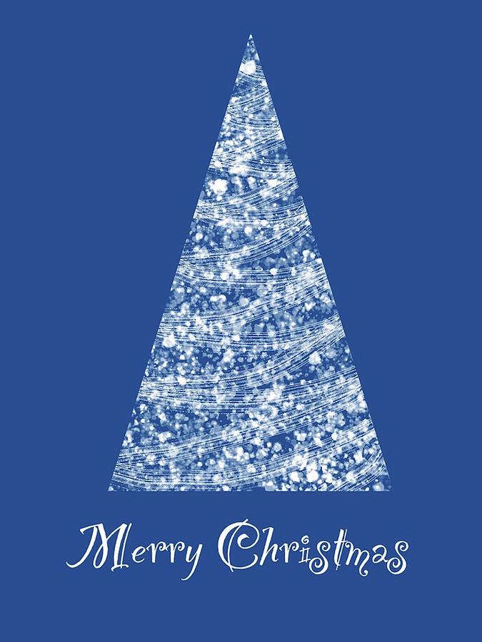 Merry Christmas Tree Blue Digital Art by Bnte Creations
